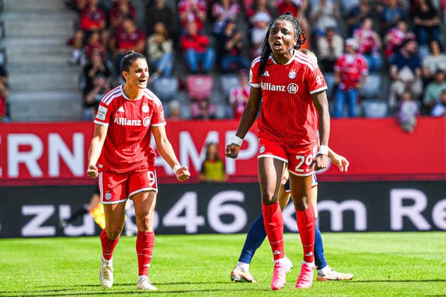 19.09.2026, München, Deutschland. Google Pixel Frauen-Bundesliga: FC Bayern München Frauen gegen 1. FC Köln Frauen am FC Bayern Campus. Edna Imade (FC Bayern Frauen) jubelt nach Ihrem Tor.