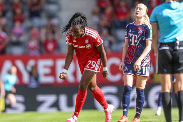 GER, München, FC Bayern München vs FC Köln, Google Pixel Frauen Bundesliga, Fussball, DFB, Spielzeit 2026 2027, FC Bayern Campus, 5. Spieltag im Bild: Edna Imade (FC Bayern München Frauen 29), Tor, Jubel und Freude, Emotionen DFB DFL REGULATIONS PROHIBIT ANY USE OF PHOTOGRAPHS AS IMAGE SEQUENCES AND OR QUASI-VIDEO, 19.09.2026 Copyright: HMBxMedia HendrikxHamelau