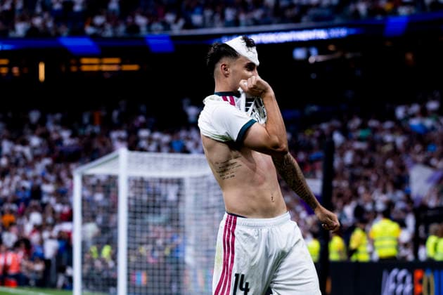Real Madrid U20 v Santiago Wanderers U20 - Intercontinental Cup U20 September 19, 2026, Santiago Bernabeu Stadium, Madrid, Spain: Roberto Martin of Real Madrid celebrates his goal during the U-20 Intercontinental Cup final match between Real Madrid and Santiago Wanderers at the Santiago Bernabeu Stadium, Madrid, Spain. Madrid Santiago Bernabeu Stadium Madrid Spain Copyright: xAlejandroxMatiasxAcostax
