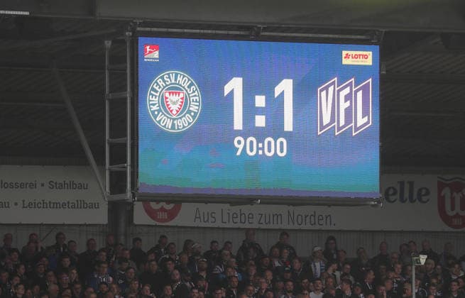 Endergebnis 1-1 Fussball, Herren, Saison 2026 2027, 2.BL, Holstein Stadion, Holstein Kiel gegen VfL Osnabrueck, 1-1 DFL REGULATIONS PROHIBIT ANY USE OF PHOTOGRAPHS AS IMAGE SEQUENCES AND OR QUASI-VIDEO.