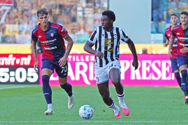 Udinese s James abankwah during the Serie A soccer match between Udinese and Cagliari at the Friuli Stadium in Udine, north east Italy - September 19, 2026. - Soccer  Copyright: xAndreaxBressanutti LaPressex