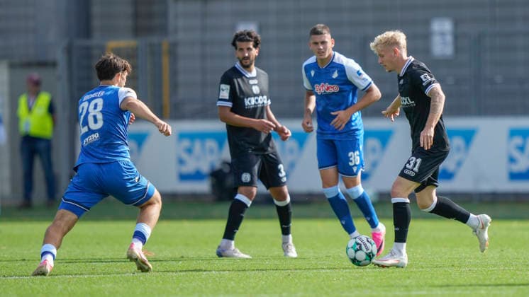 19.09.2026, Dietmar-Hopp-Stadion, Hoffenheim, GER, 3. Liga, 7. Spieltag: TSG 1899 Hoffenheim II vs SV Meppen, Luca Prasse (SV Meppen 31) DFL REGULATIONS PROHIBIT ANY USE OF PHOTOGRAPHS AS IMAGE SEQUENCES AND OR QUASI-VIDEO. Hoffenheim Baden-Württemberg Dietmar-Hopp-Stadion
