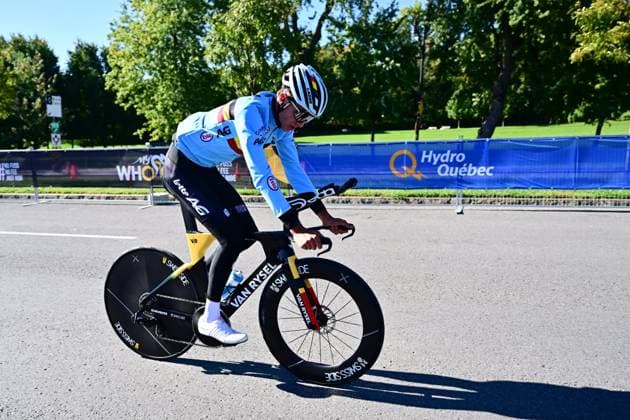 UCI 2026 Road World Championship, WM, Weltmeisterschaft Montreal Media Activities 19 09 2026 MONTREAL, CANADA - SEPTEMBER 19 : Rider of Team Belgium pictured during a training session prior to the Time Trial of the 2026 UCI Road World Championships in Montreal on September 19, 2026 in Montreal, Canada, 19 09 2026 Montreal Canada  Copyright: xPeterxDexVoechtx