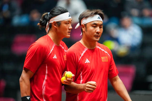 Davis Cup, Norway China Trondheim 20260919 China s Rigele Te and Zhizhen Zhang during the Davis Cup match between Norway and China in Trondheim on Saturday. Photo by Ole Martin Wold, NTB, Trondheim, Norway. EDITORIAL USE ONLY. RESTRICTED USE FOR BETTING COMPANIES  Copyright: xOlexMartinxWoldx xNTBx