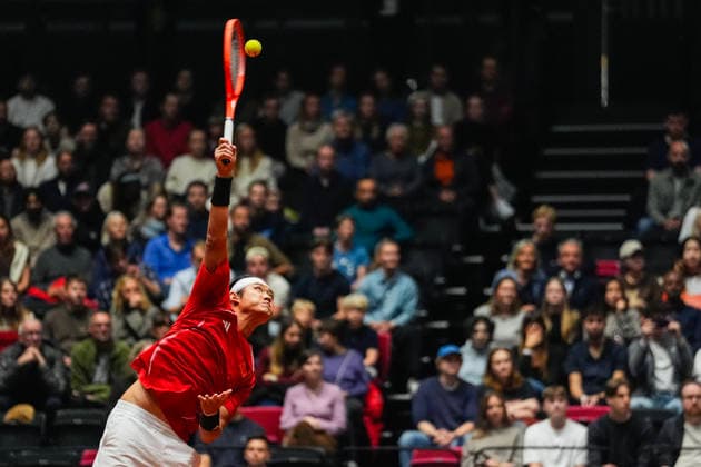 Davis Cup, Norway vs. China, Trondheim, September 19, 2026: China s Zhizhen Zhang during the Davis Cup match between Norway and China in Trondheim on Saturday. Photo by Ole Martin Wold, NTB, Trondheim, Norway. EDITORIAL USE ONLY. RESTRICTED USE FOR BETTING COMPANIES  Copyright: xOlexMartinxWoldx xNTBx