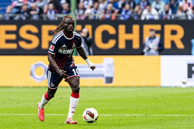 1. Fußball Bundesliga: Hamburger SV - 1. FC Köln; 19.09.2026 Gideon Mensah (1. FC Köln, 14) 1. Fußball Bundesliga 4. Spieltag: Hamburger SV - 1. FC Köln; Volksparkstadion, Hamburg; 19.09.2026 DFL regulations prohibit any use of photographs as image sequences and or quasi video. Copyright: xBEAUTIFULxSPORTS Buriakovx