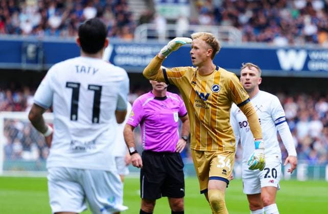 Millwall Goalkeeper Filip Marschall appears to accuse Valentin Castellanos of West Ham United of spitting at him Millwall v West Ham United, EFL Sky Bet Championship, Football, The Den, London, UK - 19 Sep 2026London The Den United Kingdom EDITORIAL USE ONLY No use with unauthorised audio, video, data, fixture lists, club league logos or live services. Online in-match use limited to 120 images, no video emulation. No use in betting, games or single club league player publications. Copyright: xJavierxGarcia Shutterstockx 17158528bh