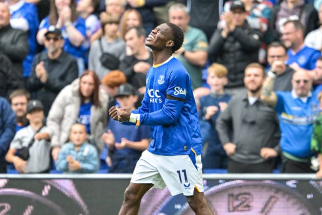 19th September 2026; Everton Stadium, Liverpool, England; Premier League Football, Everton versus Ipswich Town; Thierno Barry of Everton celebrates after scoring in the 11th minute to go 1-0 LeexDurkin