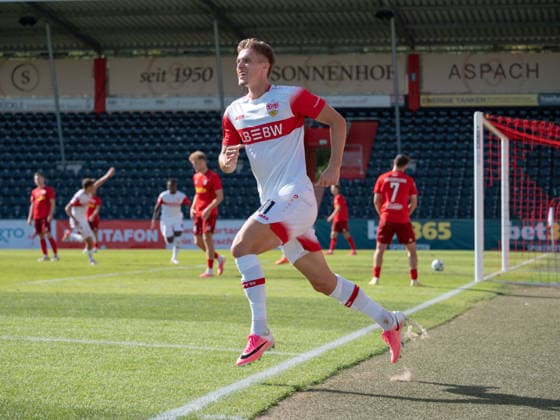 Tor zum 3:3 durch Oliver Roelke (VfB Stuttgart II, 11) GER, Fussball, VfB Stuttgart II vs. SSV Jahn Regensburg, 3. Liga, 7. Spieltag, Saison 2026 2027, 19.09.2026 GER, Fussball, VfB Stuttgart II vs. SSV Jahn Regensburg, 3. Liga, 7. Spieltag, Saison 2026 2027, 19.09.2026 Aspach Copyright: xCarstenxSchweringx EP_CSG