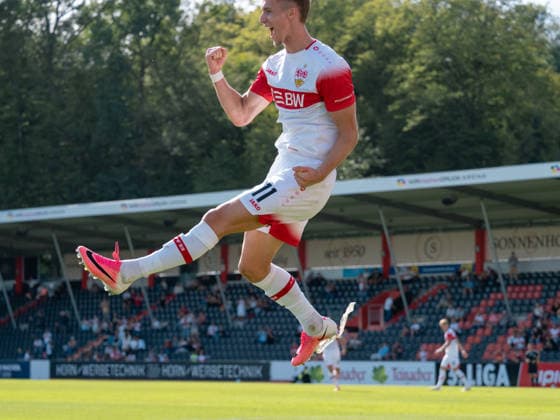 Tor zum 3:3 durch Oliver Roelke (VfB Stuttgart II, 11) GER, Fussball, VfB Stuttgart II vs. SSV Jahn Regensburg, 3. Liga, 7. Spieltag, Saison 2026 2027, 19.09.2026 GER, Fussball, VfB Stuttgart II vs. SSV Jahn Regensburg, 3. Liga, 7. Spieltag, Saison 2026 2027, 19.09.2026 Aspach Copyright: xCarstenxSchweringx EP_CSG