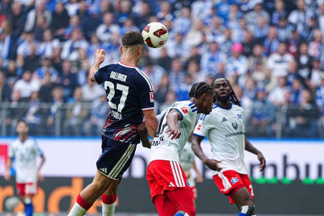 Torschuss Torchance per Kopfball Thijs Dallinga (1. FC Köln, 27) GER, Hamburger SV vs. 1. FC Köln, Fußball, 1. Bundesliga, Spieltag 04, Saison 2026 2027, 19.09.2026 DFL REGULATIONS PROHIBIT ANY USE OF PHOTOGRAPHS AS IMAGE SEQUENCES AND OR QUASI-VIDEO GER, Hamburger SV vs. 1. FC Köln, Fußball, 1. Bundesliga, Spieltag 04, Saison 2026 2027, 19.09.2026 Hamburg Copyright: xEibner-Pressefoto MarcelxvonxFehrnx EP_MFN