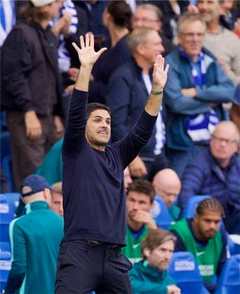 RECORD DATE NOT STATED Football - FA Premier League - Brighton & Hove Albion FC v Arsenal FC BRIGHTON & HOVE, ENGLAND - Saturday, September 19, 2026: Arsenal s head coach Mikel Arteta during the FA Premier League match between Brighton & Hove Albion FC and Arsenal FC at the AMEX Stadium. (Photo by David Rawcliffe Propaganda) BRIGHTON & HOVE American Express Community Stadium EAST SUSSEX ENGLAND  Copyright: xDavidxRawcliffex 2026-09-19-Brighton_v_Arsenal-042