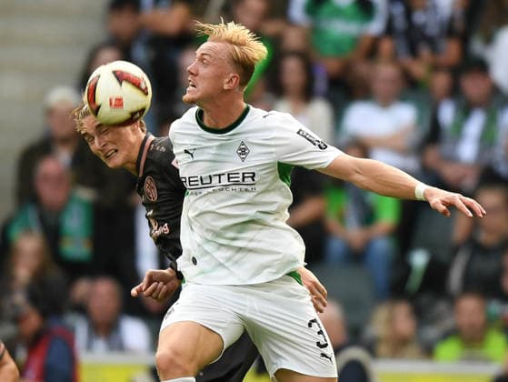 19.09.2026, xophax, Fussball 1.Bundesliga.DFL.Fußball. Bor.Mönchengladbach gegen 1.FSV Mainz 05. Kacper Potulski ( Mainz 05 ) , links und Isac Lidberg ( rechts , Mönchengladbach ) (DFL DFB REGULATIONS PROHIBIT ANY USE OF PHOTOGRAPHS as IMAGE SEQUENCES and or QUASI-VIDEO) Mönchengladbach