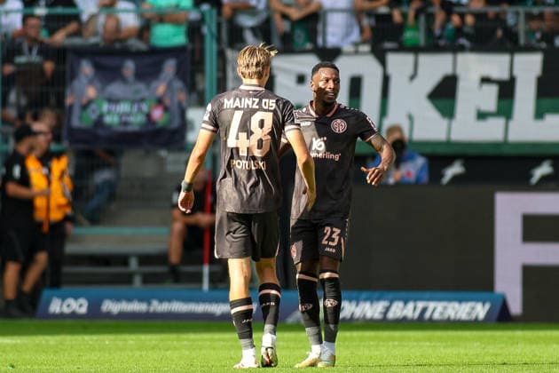 19.09.2026, GER, Fussball, Herren, Bundesliga , 1. Bundesliga, Saison 2026 2027, VfL Borussia Mönchengladbach - FSV Mainz 05 Sheraldo Becker (M05) Torjubel, jubelt nach seinem Treffer zum 1:2 Copyright: xSvenxHanischx