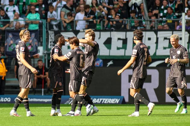 19.09.2026, GER, Fussball, Herren, Bundesliga , 1. Bundesliga, Saison 2026 2027, VfL Borussia Mönchengladbach - FSV Mainz 05 Sheraldo Becker (M05) Torjubel, jubelt mit seiner Mannschaft nach dem Treffer zum 1:2 Copyright: xSvenxHanischx