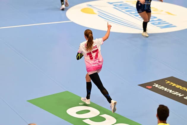 Handball I Frauen I Saison 2026-2027 I Bundesliga I 4. Spieltag I Buxtehuder SV - HSG Bensheim-Auerbach I 19.09.2026 Jubel, Begeisterung, Enthusiasmus, Euphorie, Freude, Glücksgefühl, Heiterkeit bei: Jule Polsz (17, HSG Bensheim Auerbach) Buxtehude Halle Nord (Neu) Niedersachsen Deutschland Copyright: xLobeca FelixxWeißbergx