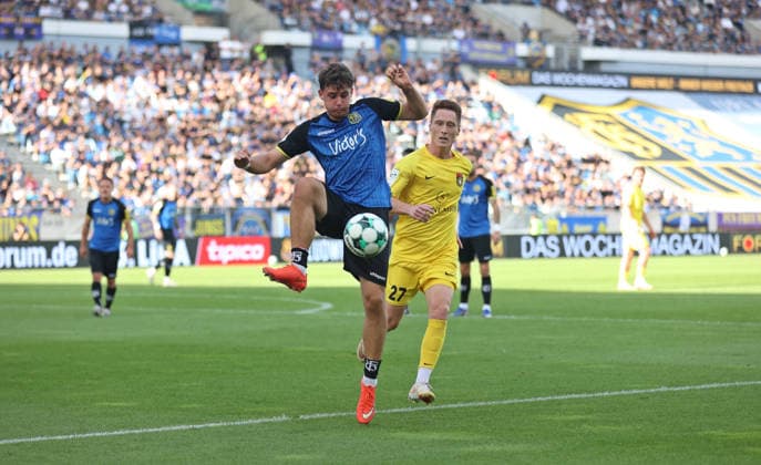 19.09.2026, Fussball, Herren, 3. Liga, Saison 2026 2027, 1. FC Saarbrücken - SG Sonnenhof Großaspach, Alexander Staff (1. FC Saarbruecken) Loris Maier (SG Sonnenhof Großaspach) Saarbrücken Ludwigsparkstadion Saarland Deutschland Copyright: xFabianxKleerx