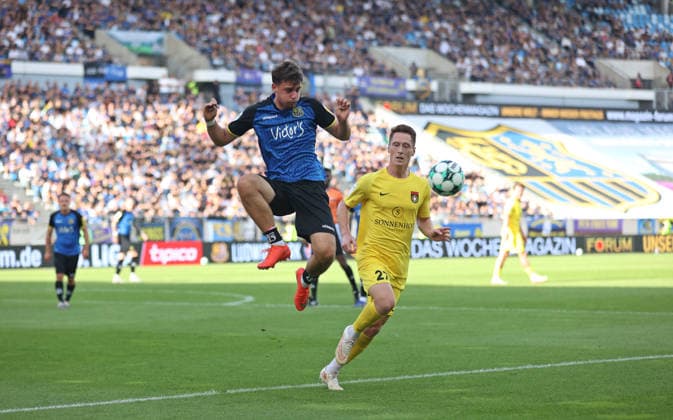19.09.2026, Fussball, Herren, 3. Liga, Saison 2026 2027, 1. FC Saarbrücken - SG Sonnenhof Großaspach, Alexander Staff (1. FC Saarbruecken) Loris Maier (SG Sonnenhof Großaspach) Saarbrücken Ludwigsparkstadion Saarland Deutschland Copyright: xFabianxKleerx