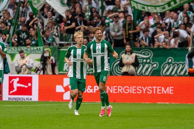 Deutschland: Fussball 1. Bundesliga, 4. Spieltag 2026 2027, Werder Bremen - FC Augsburg am 19.09.2026 in Bremen (Weserstadion): Tor zum 2:2 Niclas Füllkrug (Werder Bremen, 10) Jubel, Freude, Torjubel, Emotionen Copyright: xSvenxHeidmannx