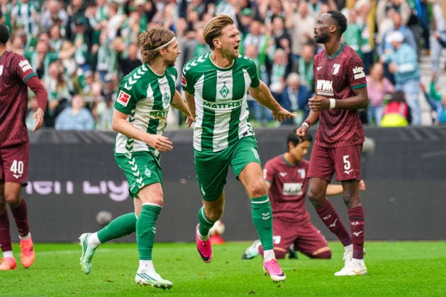 Tor zum 2:2 für Werder Bremen durch Niklas Füllkrug (Werder Bremen, 10), Torjubel, Emotionen, Freude, Deutschland: Fussball, Bundesliga, Saison 2026 27, 4. Spieltag, 19.09.2026, Werder Bremen vs FC Augsburg, Weserstadion (Bremen) Copyright: xLeonxFrickx
