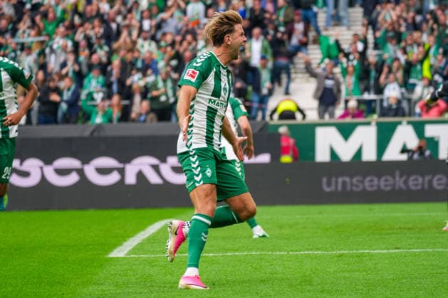 Tor zum 2:2 für Werder Bremen durch Niklas Füllkrug (Werder Bremen, 10), Torjubel, Emotionen, Freude, Deutschland: Fussball, Bundesliga, Saison 2026 27, 4. Spieltag, 19.09.2026, Werder Bremen vs FC Augsburg, Weserstadion (Bremen) Copyright: xLeonxFrickx