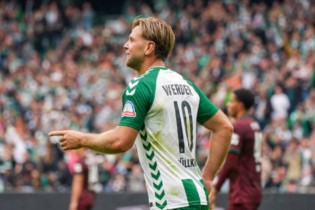 Tor zum 2:2 für Werder Bremen durch Niklas Füllkrug (Werder Bremen, 10), Torjubel, Emotionen, Freude, Deutschland: Fussball, Bundesliga, Saison 2026 27, 4. Spieltag, 19.09.2026, Werder Bremen vs FC Augsburg, Weserstadion (Bremen) Copyright: xLeonxFrickx