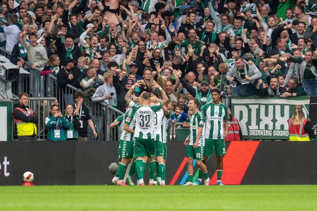 Deutschland: Fussball 1. Bundesliga, 4. Spieltag 2026 2027, Werder Bremen - FC Augsburg am 19.09.2026 in Bremen (Weserstadion): Tor zum 3:2 Mitchell Weiser (Werder Bremen, 8) Jubel, Freude, Torjubel, Emotionen Copyright: xSvenxHeidmannx
