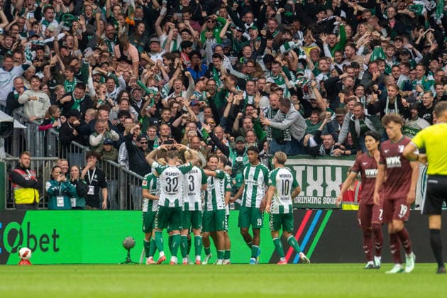 Deutschland: Fussball 1. Bundesliga, 4. Spieltag 2026 2027, Werder Bremen - FC Augsburg am 19.09.2026 in Bremen (Weserstadion): Tor zum 3:2 Mitchell Weiser (Werder Bremen, 8) Jubel, Freude, Torjubel, Emotionen Copyright: xSvenxHeidmannx