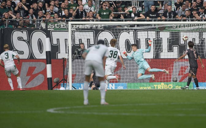 19.09.2026, xhbx, Fussball 1.Bundesliga, Borussia Moenchengladbach - 1.FSV Mainz 05 v.l. Goal scored, Tor zum 2:2 durch Isac Lidberg (Borussia Mönchengladbach) (DFL DFB REGULATIONS PROHIBIT ANY USE OF PHOTOGRAPHS as IMAGE SEQUENCES and or QUASI-VIDEO) Moenchengladbach