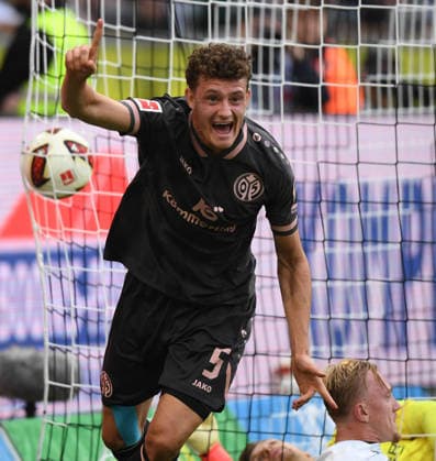 19.09.2026, xophax, Fussball 1.Bundesliga.DFL.Fußball. Bor.Mönchengladbach gegen 1.FSV Mainz 05. Eric Martel ( Mainz 05 ) erzielt das 3 zu 2 für Mainz. (DFL DFB REGULATIONS PROHIBIT ANY USE OF PHOTOGRAPHS as IMAGE SEQUENCES and or QUASI-VIDEO) Mönchengladbach