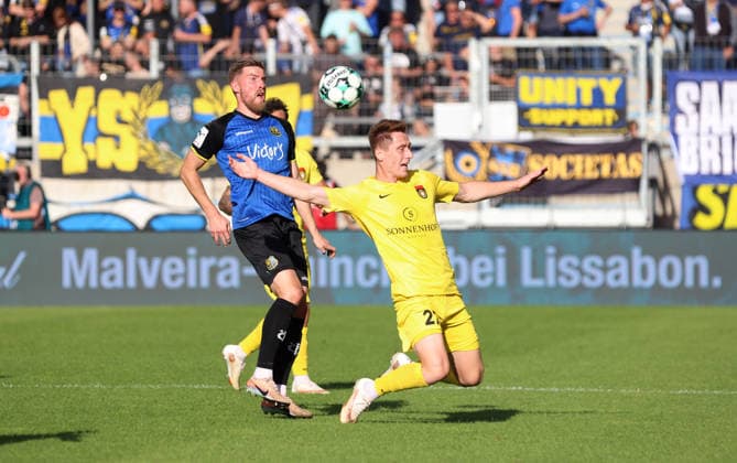 19.09.2026, Fussball, Herren, 3. Liga, Saison 2026 2027, 1. FC Saarbrücken - SG Sonnenhof Großaspach, Christian Kühlwetter (1. FC Saarbruecken) Loris Maier (SG Sonnenhof Großaspach) Saarbrücken Ludwigsparkstadion Saarland Deutschland Copyright: xFabianxKleerx