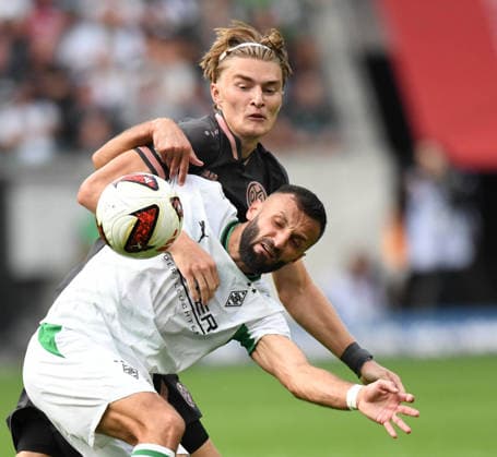 19.09.2026, xophax, Fussball 1.Bundesliga.DFL.Fußball. Bor.Mönchengladbach gegen 1.FSV Mainz 05. Kacper Potulski ( Mainz 05 ) , hinten und Franck Honorat ( Mönchengladbach ) (DFL DFB REGULATIONS PROHIBIT ANY USE OF PHOTOGRAPHS as IMAGE SEQUENCES and or QUASI-VIDEO) Mönchengladbach
