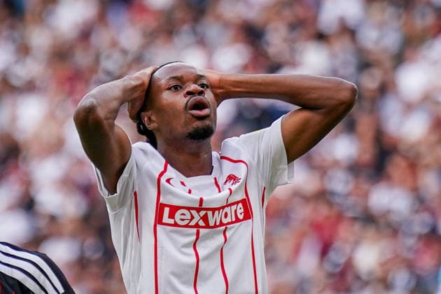 Deutschland: Fussball Bundesliga 2026 - 2027, 4. Spieltag - Eintracht Frankfurt vs SC Freiburg - Deutsche-Bank-Park (Frankfurt): Jordy Makengo (SC Freiburg, 33) Mimik, Gesichtsausdruck, Emotion Copyright: xJOERANxSTEINSIEKx