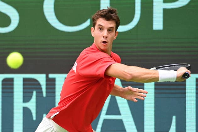 Matej DODIC (CRO) Aktion, match1: Alexander ZVEREV (GER) - Matej DODIC (CRO) Deutschland (GER) - Kroatien (CRO) Tennis Davis Cup Qualifiers Round 2 am 19.09.2026 in der Heristo Arena Halle Westfalen, Deutschland. Â