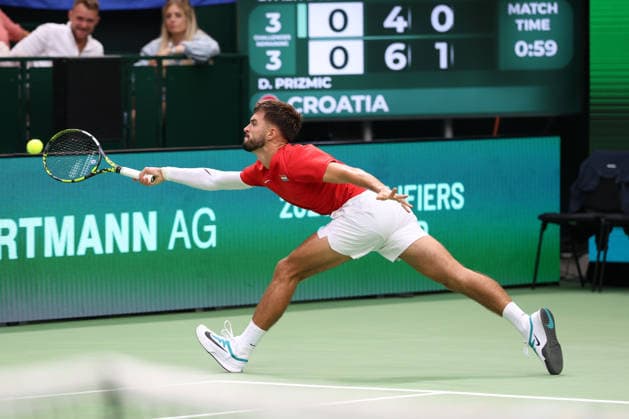 Team Croatia, Dino Prizmic, Davis Cup Germany vs. Croatia, Heristo Arena, Halle Westf., Germany Tennis - Davis Cup 20026 - - Heristo Arena - Halle West - Northrhine Westphalia - Germany - 19 September 2026. Copyright: xJuergenxHasenkopfx
