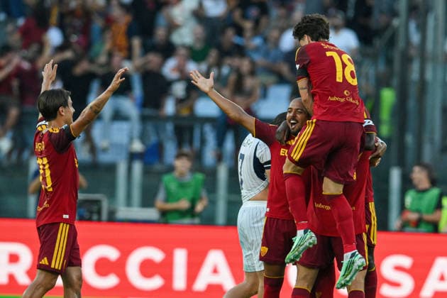 RECORD DATE NOT STATED 19th September 2026; Stadio Olimpico, Rome, Italy; Italian Serie A Football, Roma versus Inter Milan; Manu Kone of Roma celebrates scoring a goal 2-0 AllShotLive
