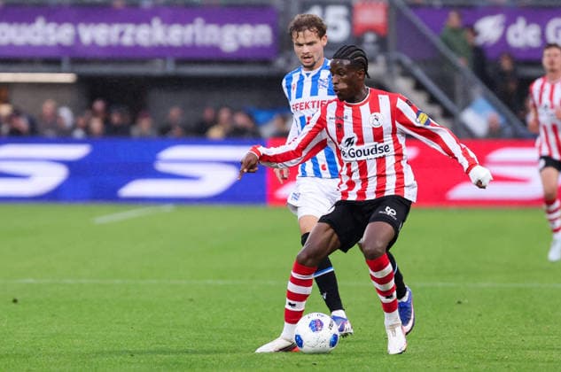 2026-09-19 Sparta Rotterdam v sc Heerenveen - Dutch Eredivisie ROTTERDAM, NETHERLANDS - SEPTEMBER 19: Isaac Babadi of Sparta Rotterdam in action during the Dutch Eredivisie match between Sparta Rotterdam and sc Heerenveen at Sparta-stadion Het Kasteel on September 19, 2026 in Rotterdam, Netherlands. Rotterdam Sparta-stadion Het Kasteel Netherlands Content not available for redistribution in The Netherlands directly or indirectly through any third parties. Copyright: xHansxvanxderxValkx