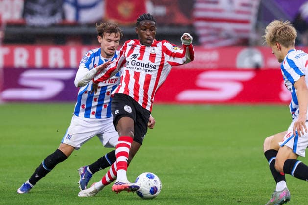 2026-09-19 Sparta Rotterdam v sc Heerenveen - Dutch Eredivisie ROTTERDAM, NETHERLANDS - SEPTEMBER 19: Isaac Babadi of Sparta Rotterdam in action during the Dutch Eredivisie match between Sparta Rotterdam and sc Heerenveen at Sparta-stadion Het Kasteel on September 19, 2026 in Rotterdam, Netherlands. Rotterdam Sparta-stadion Het Kasteel Netherlands Content not available for redistribution in The Netherlands directly or indirectly through any third parties. Copyright: xHansxvanxderxValkx