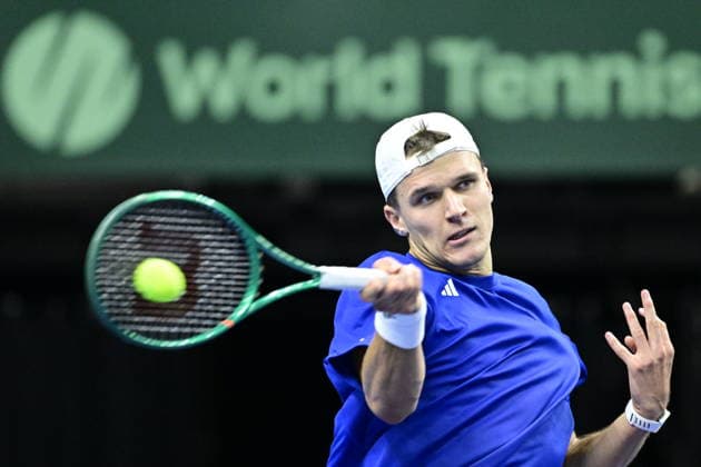 2026 Davis Cup men s team tennis World Championship, WM, Weltmeisterschaft match between the Czech Republic and the United States in Prague, Czech Republic, on September 19, 2026. Match Ben Shelton of USA against Jakub Mensik (pictured) of Czech Republic. (CTKxPhoto RomanxVondrous) CTKPhotoP2026091905183  CTKPhotoP2026091905183