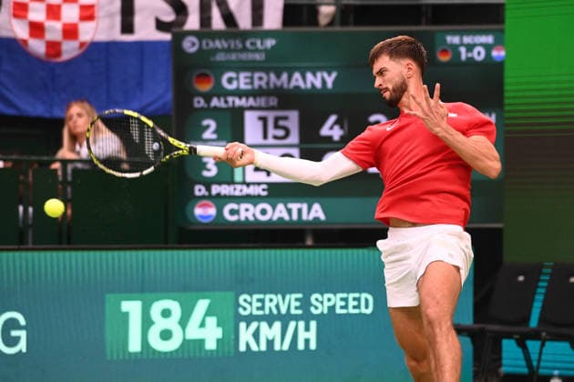 Dino PRIZMIC (CRO) Aktion, match2: Daniel ALTMAIER (GER) - Dino PRIZMIC (CRO) Deutschland (GER) - Kroatien (CRO) Tennis Davis Cup Qualifiers Round 2 am 19.09.2026 in der Heristo Arena Halle Westfalen, Deutschland. Â