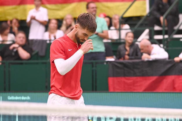 Schlussjubel, Jubel, jubeln, Freude, cheers, Dino PRIZMIC (CRO) match2: Daniel ALTMAIER (GER) - Dino PRIZMIC (CRO) Deutschland (GER) - Kroatien (CRO) Tennis Davis Cup Qualifiers Round 2 am 19.09.2026 in der Heristo Arena Halle Westfalen, Deutschland. Â