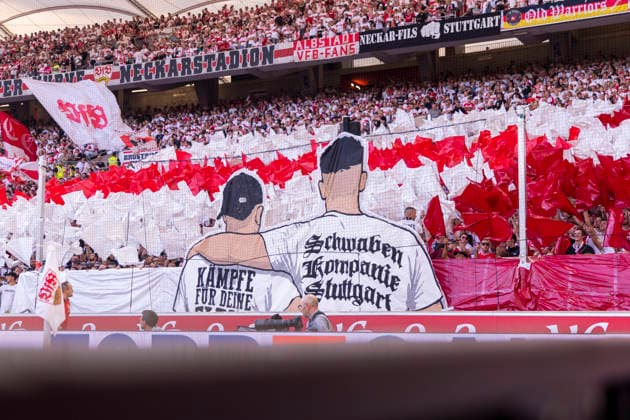 19.09.2026, Fussball, 4. Spieltag der 1. Fussball Bundesliga, VfB Stuttgart - Borussia Dortmund. Choreografie der Stuttgarter Fans. Stuttgart MHP Arena Baden-Württemberg Deutschland xRHR-FOTO DEx Copyright: DennisxEwert RHR-FOTOx RHR-FOTO DE