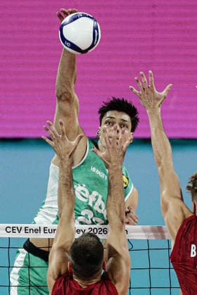 IPA88719283 - Bulgaria s Aleksandar Nikolov in action during the CEV Enel Eurovolley 2026 Round of 16 match between Bulgaria and Germany—Arena 8888 in Sofia, Bulgaria, on September 19, 2026  Copyright: xIvanxSxIvanov IPAxSportx xx IPA88719283