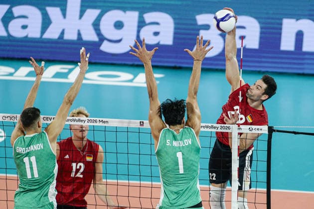 IPA88721307 - Germany s Tobias Christian Brand in action during the CEV Enel Eurovolley 2026 Round of 16 match between Bulgaria and Germany at Arena 8888 in Sofia, Bulgaria, on September 19, 2026  Copyright: xIvanxSxIvanov IPAxSportx xx IPA88721307