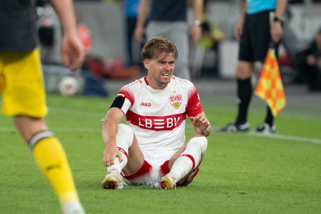 Maximilian Mittelstädt (VfB Stuttgart, 07), verletzt, GER, VfB Stuttgart vs. Borussia Dortmund, Fussball, 1. Bundesliga, 4. Spieltag, Spielzeit 2026 2027, 19.09.2026, DFL REGULATIONS PROHIBIT ANY USE OF PHOTOGRAPHS AS IMAGE SEQUENCES AND OR QUASI-VIDEO, GER, VfB Stuttgart vs. Borussia Dortmund, Fussball, 1. Bundesliga, 4. Spieltag, Spielzeit 2026 2027, 19.09.2026, Stuttgart Copyright: xEibner-Pressefoto EdwardxCheungx EP_ECG