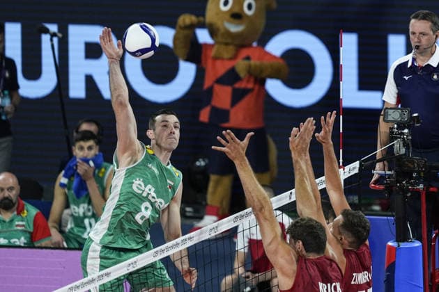 Bulgaria v Germany - CEV EuroVolley 2026 Men SOFIA, BULGARIA - SEPTEMBER 19: Asparuh Asparuhov (L) of Bulgaria in action during the CEV Men s EuroVolley 2026 Round of 16 match between Bulgaria and Germany at Arena 8888 in Sofia, Bulgaria on September 19, 2026. Osmancan Gurdogan Anadolu Sofia Bulgaria. Editorial use only. Please get in touch for any other usage.  Copyright: x2026xAnadoluxOsmancanxGurdoganx
