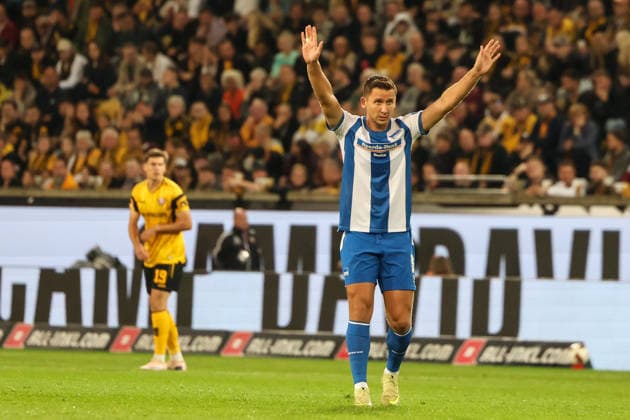 Deutschland: 2. Bundesliga 2026 2027, 7. Spieltag, Dynamo Dresden - Hertha BSC, Rudolf-Harbig-Stadion (Dresden): Paul Seguin (Hertha BSC, 30) Freisteller Copyright: xLucasxWalterx