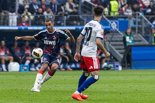 1. Fußball Bundesliga: Hamburger SV - 1. FC Köln; 19.09.2026 Ellyes Skhiri (1. FC Köln, 6) 1. Fußball Bundesliga 4. Spieltag: Hamburger SV - 1. FC Köln; Volksparkstadion, Hamburg; 19.09.2026 DFL regulations prohibit any use of photographs as image sequences and or quasi video. Copyright: xBEAUTIFULxSPORTS Buriakovx