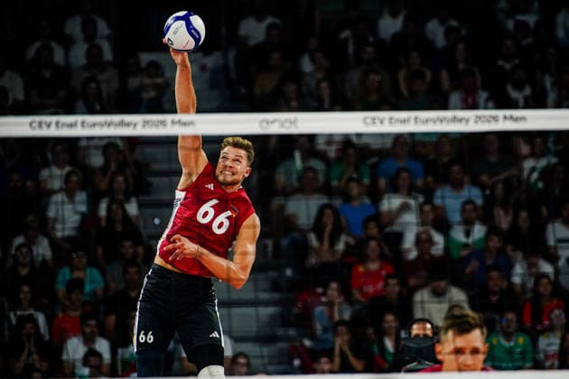 Volleyball - CEV EuroVolley 2026, Play Offs - 1 8-finals - Germany vs Bulgaria - 09.19.2026 SOFIA, BULGARIA - September 19th: Erik Rohrs, 66 of Germany during CEV EuroVolley 2026, Play Offs - 1 8-finals match between Germany vs Bulgaria at Arena 8888 in Sofia, Bulgaria, on September 19th, 2026 in Sofia, Bulgaria. Copyright: xYulianxTodorovx