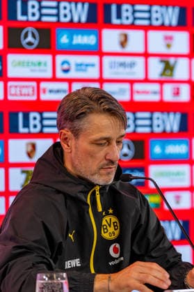1. Fußball Bundesliga: VfB Stuttgart vs. Borussia Dortmund; 19.09.2026 Stuttgart, GERMANY - 19. September 2026: Niko KovaÄ (Borussia Dortmund, Trainer) während der Pressekonferenz nach dem Spiel zwischen dem VfB Stuttgart und Borussia Dortmund am 4. Spieltag der 1. Fußball Bundesliga in der MHP ARENA. Copyright: xBEAUTIFULxSPORTS Steinx